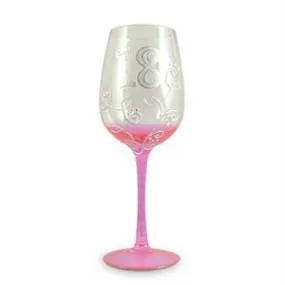 Pink 18th Glittering Vine Wine Glass