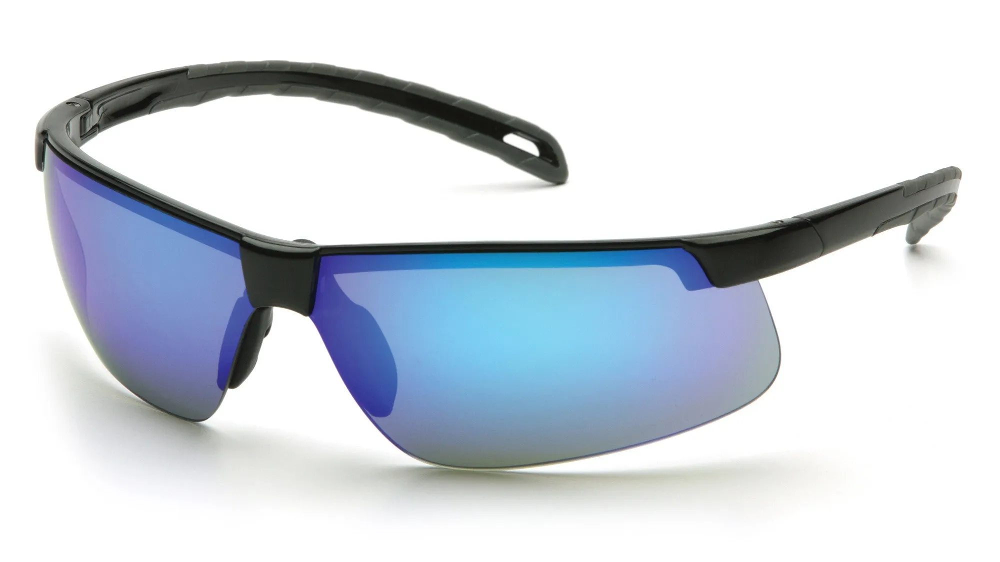 Pyramex SB8665D Ever-Lite Black Safety Glasses W/ Ice Blue Mirror Lens (12 each)