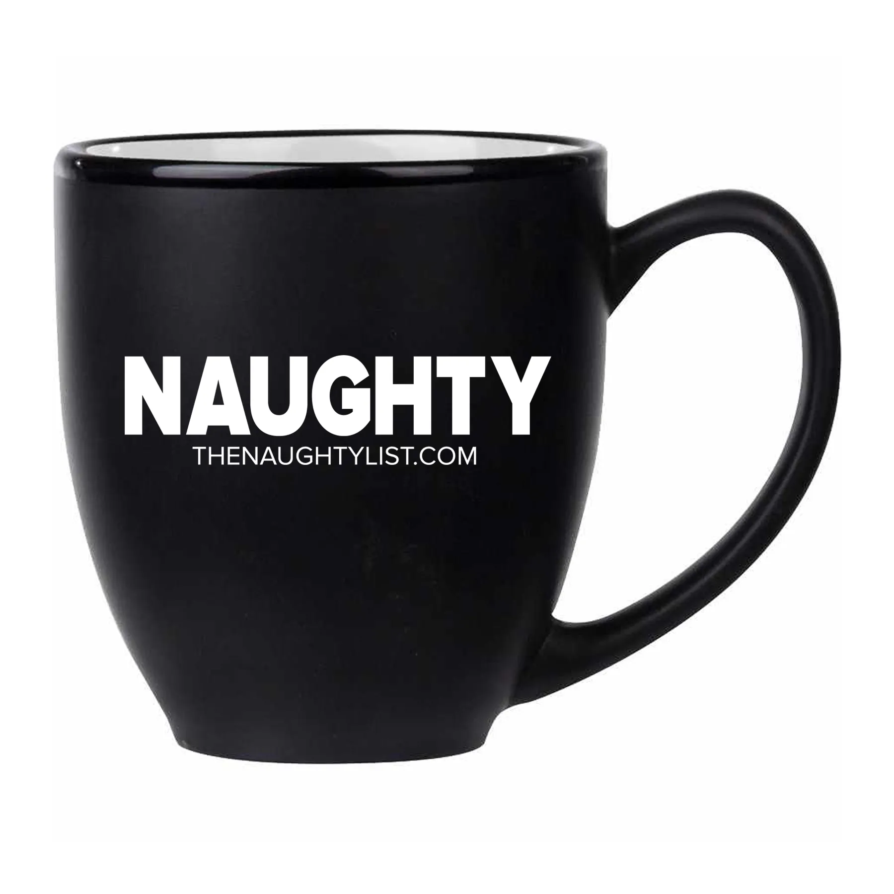 "Naughty" Black Coffee Mug/White Inner Finish Gift Set with Coal Soap & Hershey Kisses