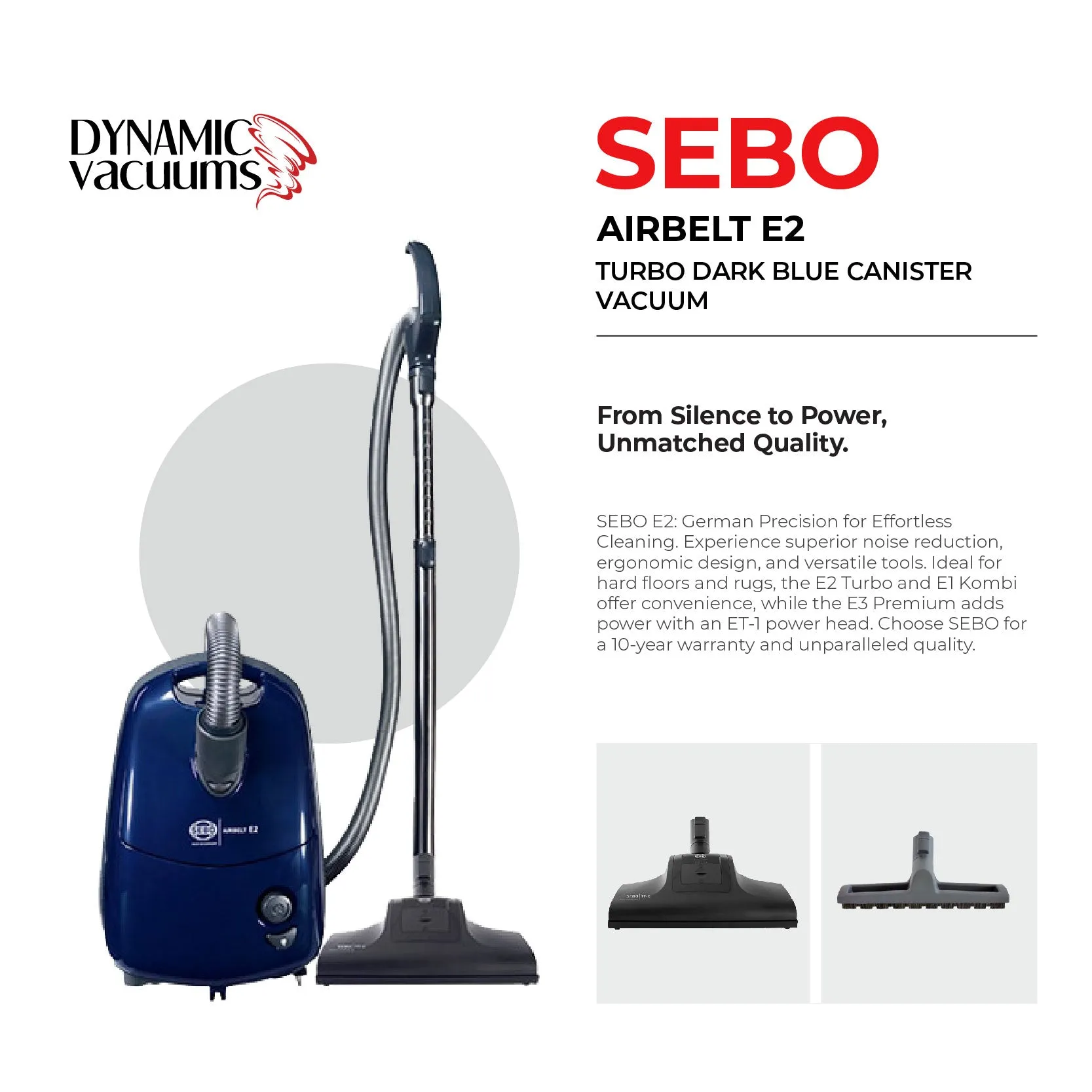 Sebo Airbelt E2 Turbo Dark Blue Canister Vacuum