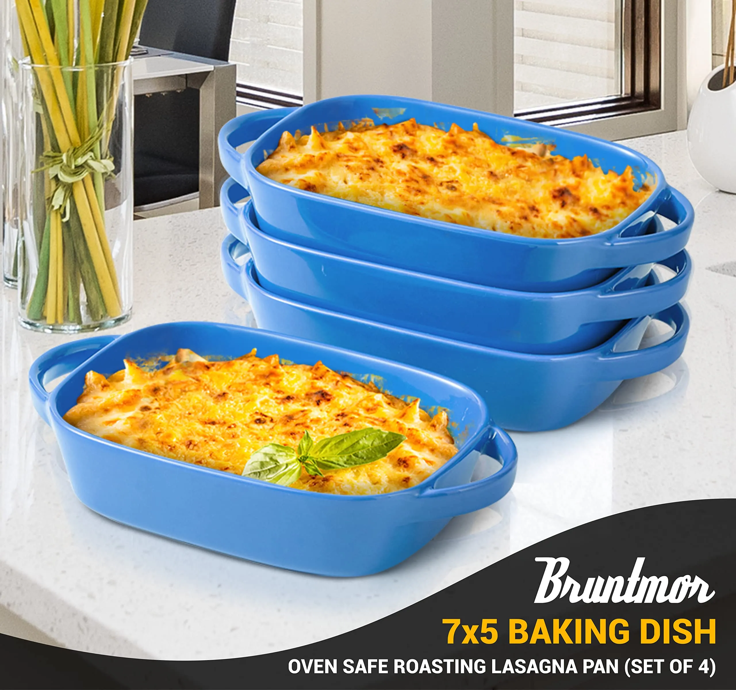 Set Of 4 Porcelain 7"x5" Baking Dish Oven Safe Roasting Lasagna Pan Small Casserole