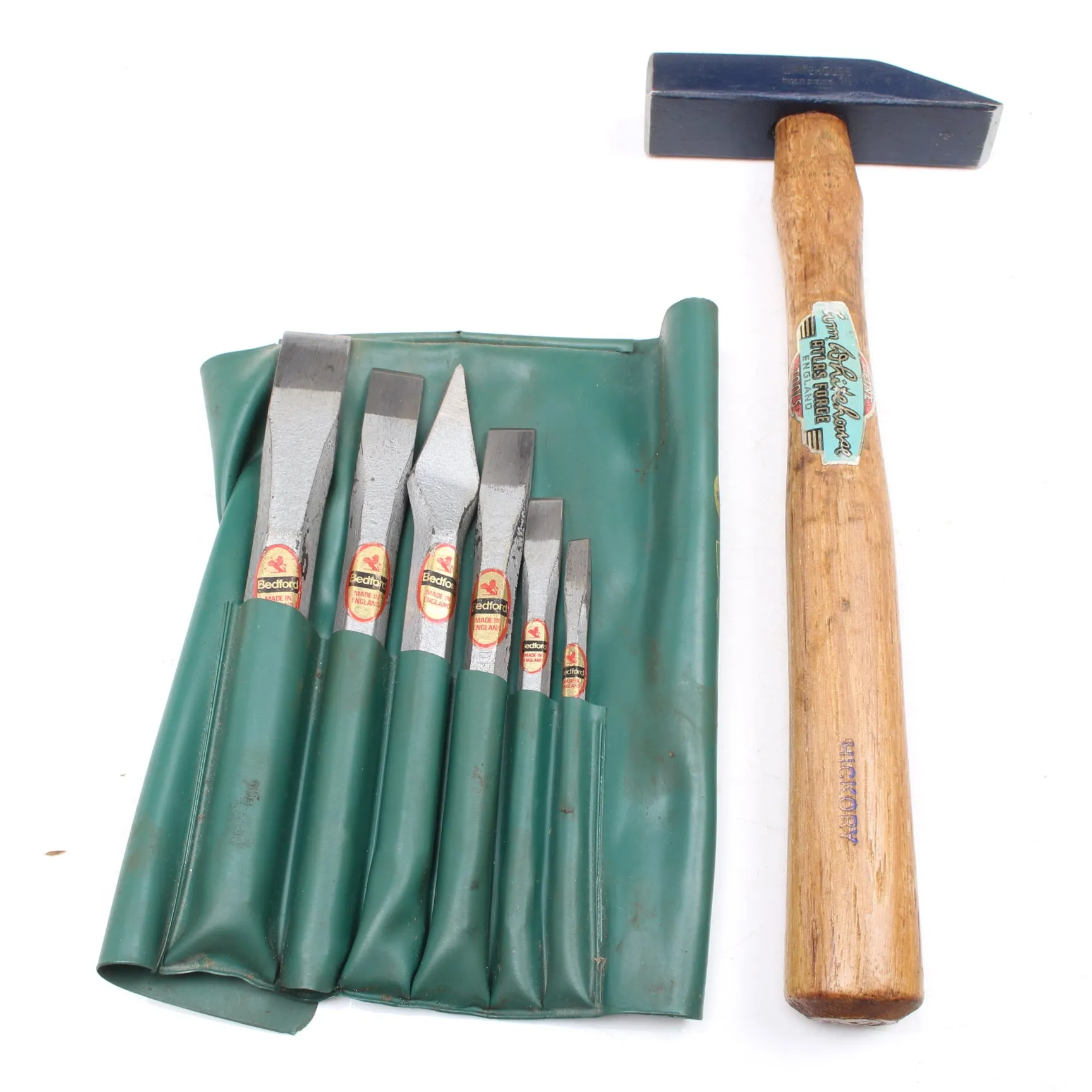 SOLD - Old Whitehouse Hammer   Bedford Stone Chisel Set (Hickory)