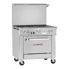 Southbend 4364A Ultimate Natural Gas Range 36”, 3 Star/Saute Burners In Front, 3 Non-Clog Burners With Convection Oven Base 230000 BTU