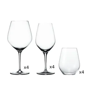 Spiegelau Tumbler Set Of 4Xred Wine Glass 480Ml, 4Xwhite Wine Glass 420Ml, 4Xtumbler L 460Ml, Set Of 12