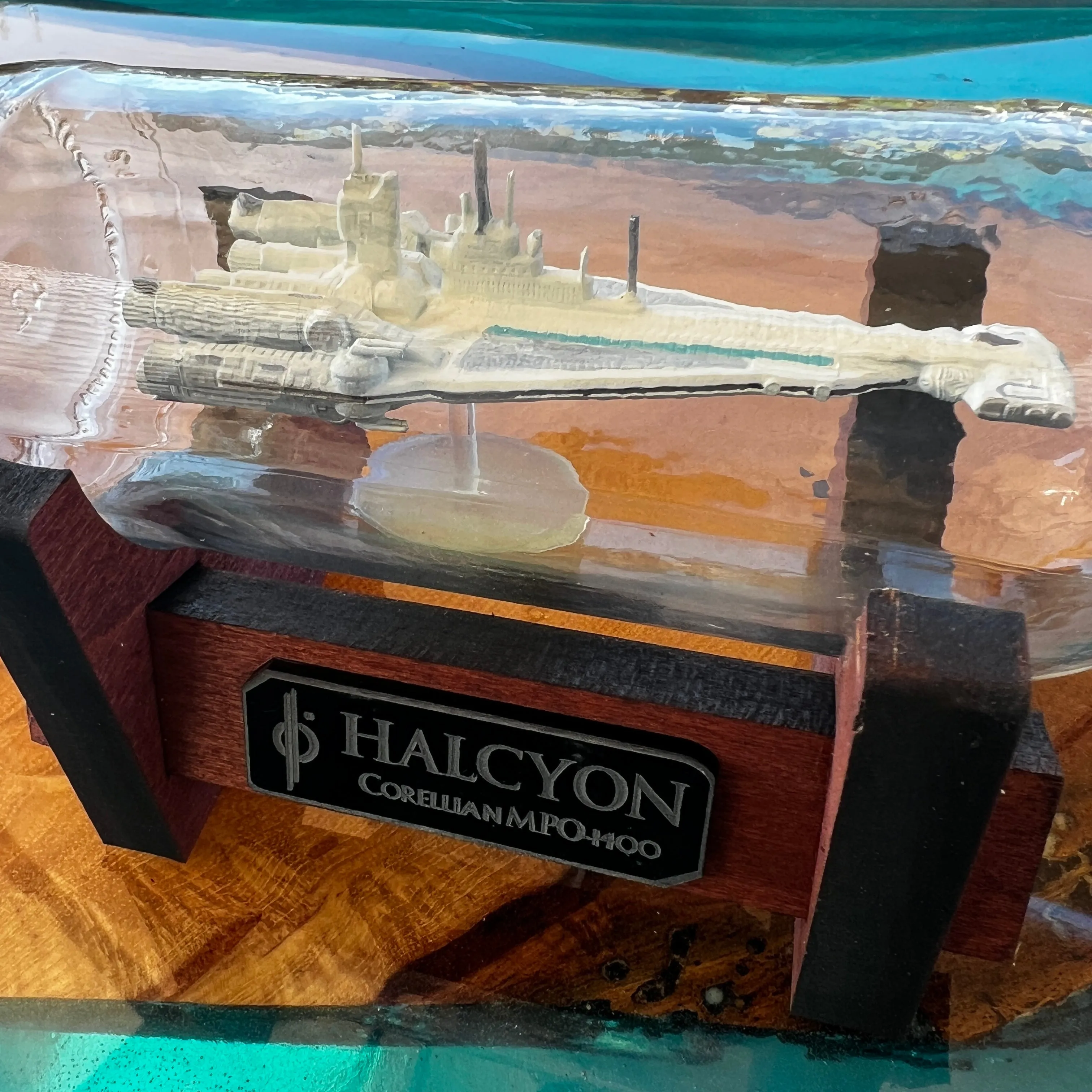 Star Wars Galactic Starcruiser Halcyon in a Beer Bottle