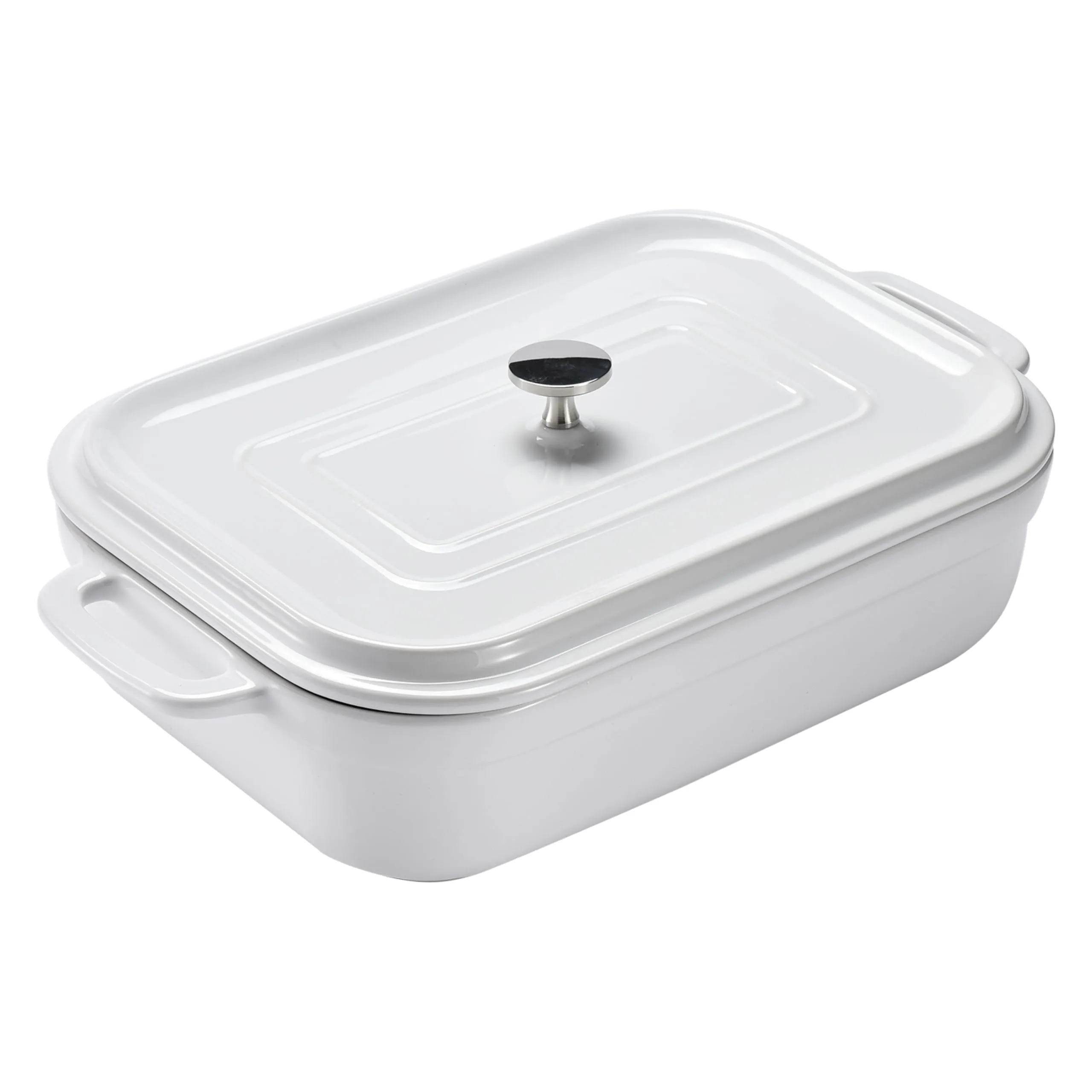 Stoneware Casserole With Lid - Rectangular Pan With Lid - Covered Stoneware