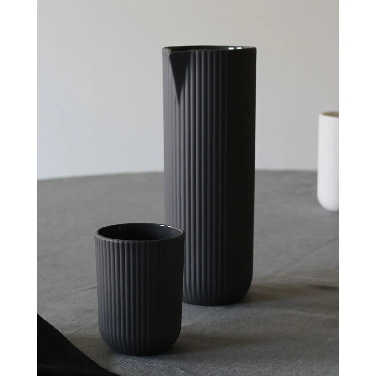 Stoneware Column Carafe in Grey