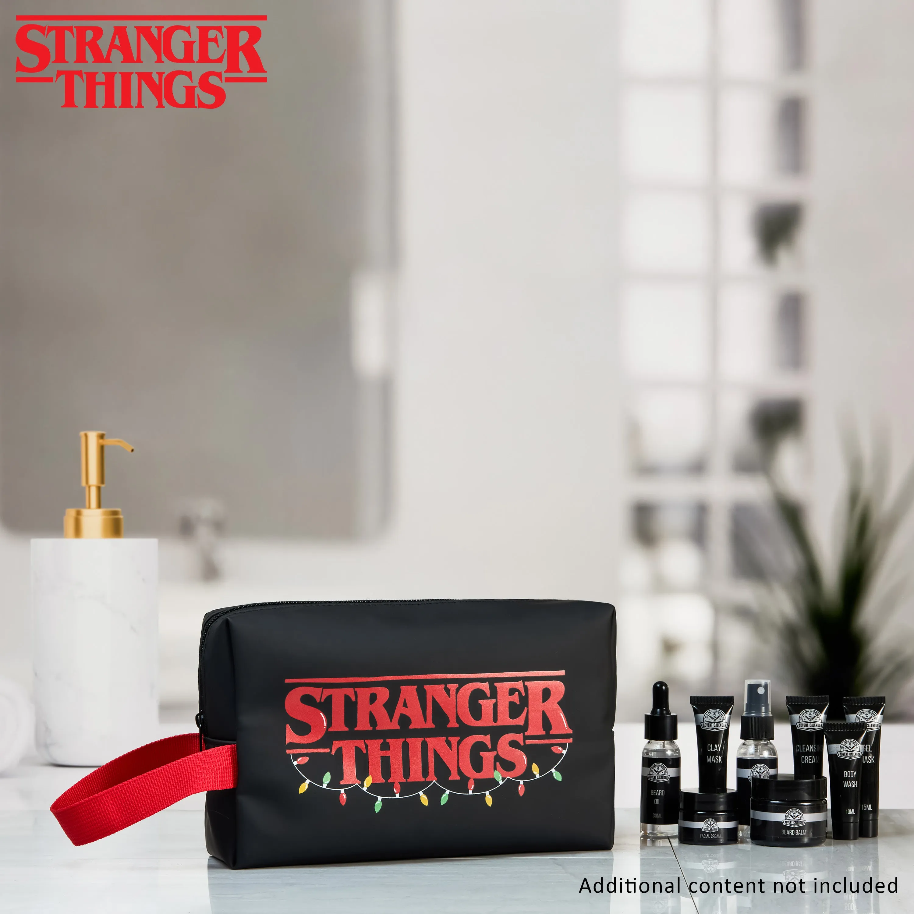 Stranger Things Wash Bag for Adults,  Stranger Things Toiletry Bag - Black/Red