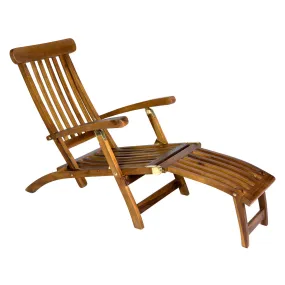 Teak 5-Position Steamer Chair - W24'' - D64'' - H37'' - Arrives Fully Assembled Ready for Immediate Use.