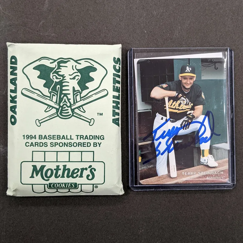 Terry Steinbach Autographed Complete Oakland A's Mother's Cookies Team Set (Various Years to Choose From)