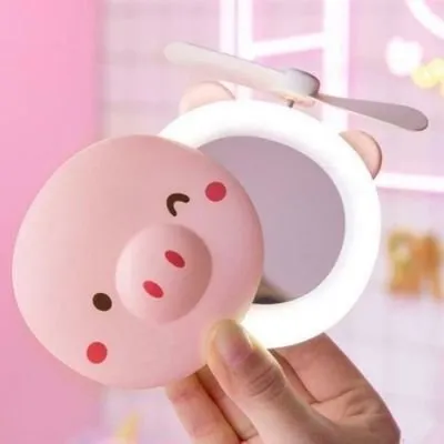 The Piglet - Make Up Mirror with LED and Fan