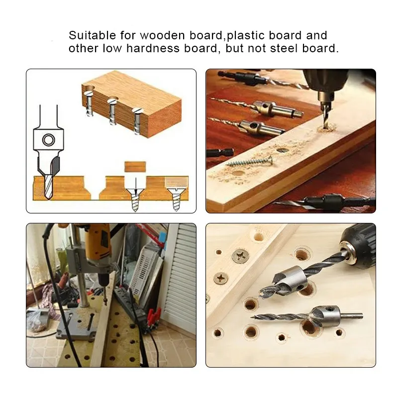 Three Pointed Woodworking Countersink Drill Bits