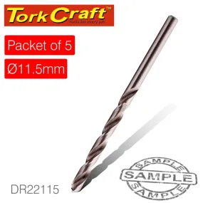 TORK CRAFT DRILL HSS 11.5MM 135DEG 5 PACK INDUSTRIAL BIT DR22115