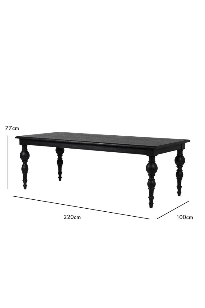 Traditional Black Oak Dining Table