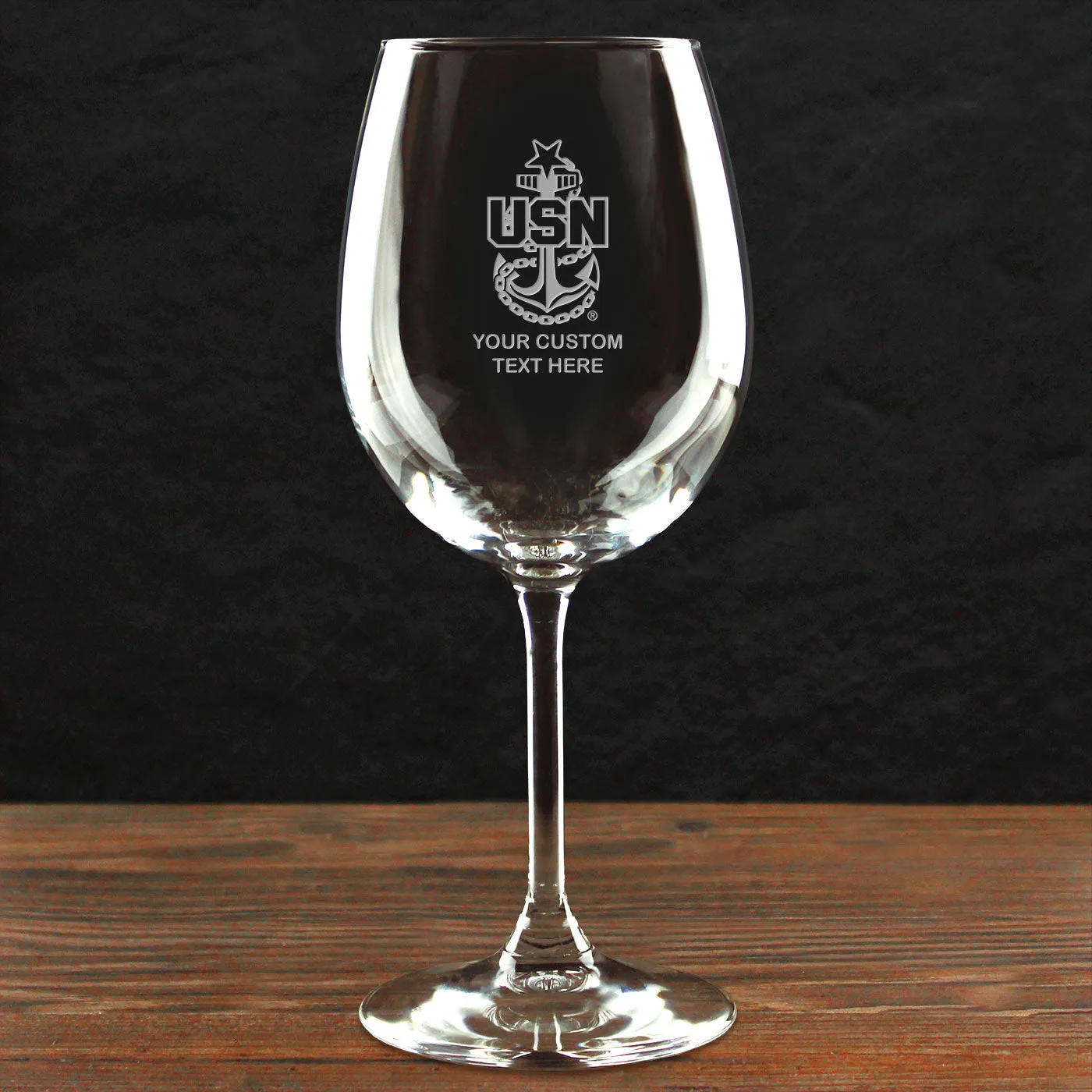 US Navy 'Build Your Glass' Personalized 16 oz Wine Glass