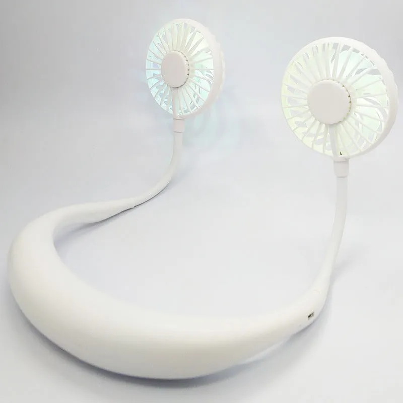 USB fan portable neck fan lazy mini fan LED luminous folding fan