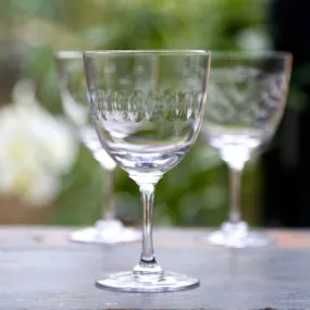 Vintage Style Long Stem Wine Glass - Lens - Set of Six