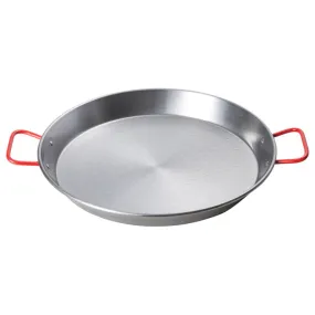 Winco CSPP-23 23" Polished Carbon Steel Paella Pan with Red Handles