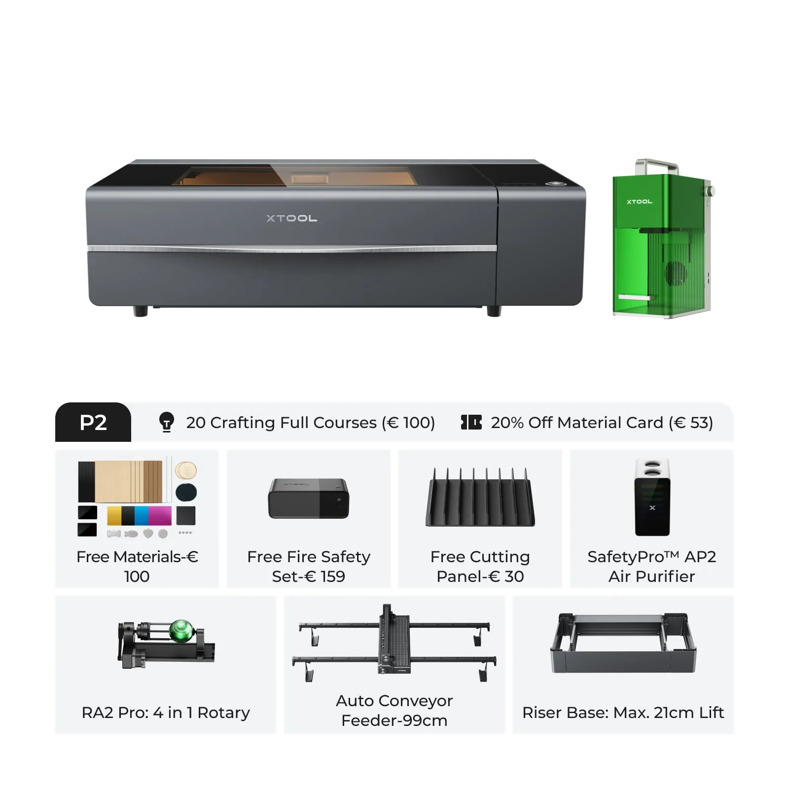 xTool P2S & P2 55W Desktop CO2 Laser Cutter