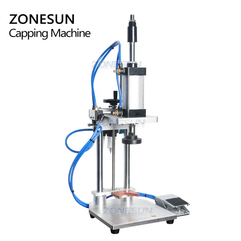 ZONESUN Semi-automatic Liquor Wine Gin Jar Whisky Plastic Bottle Cap Cork Pressing Capping Machine