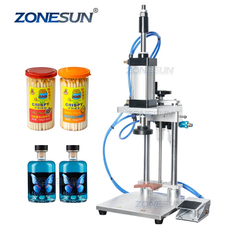 ZONESUN Semi-automatic Liquor Wine Gin Jar Whisky Plastic Bottle Cap Cork Pressing Capping Machine