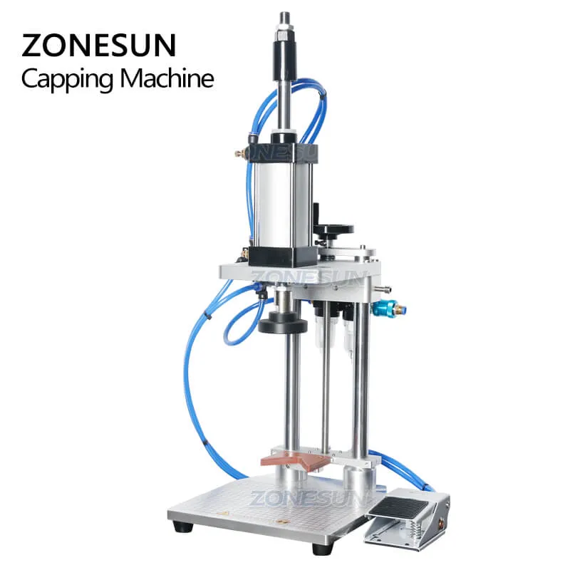 ZONESUN Semi-automatic Liquor Wine Gin Jar Whisky Plastic Bottle Cap Cork Pressing Capping Machine